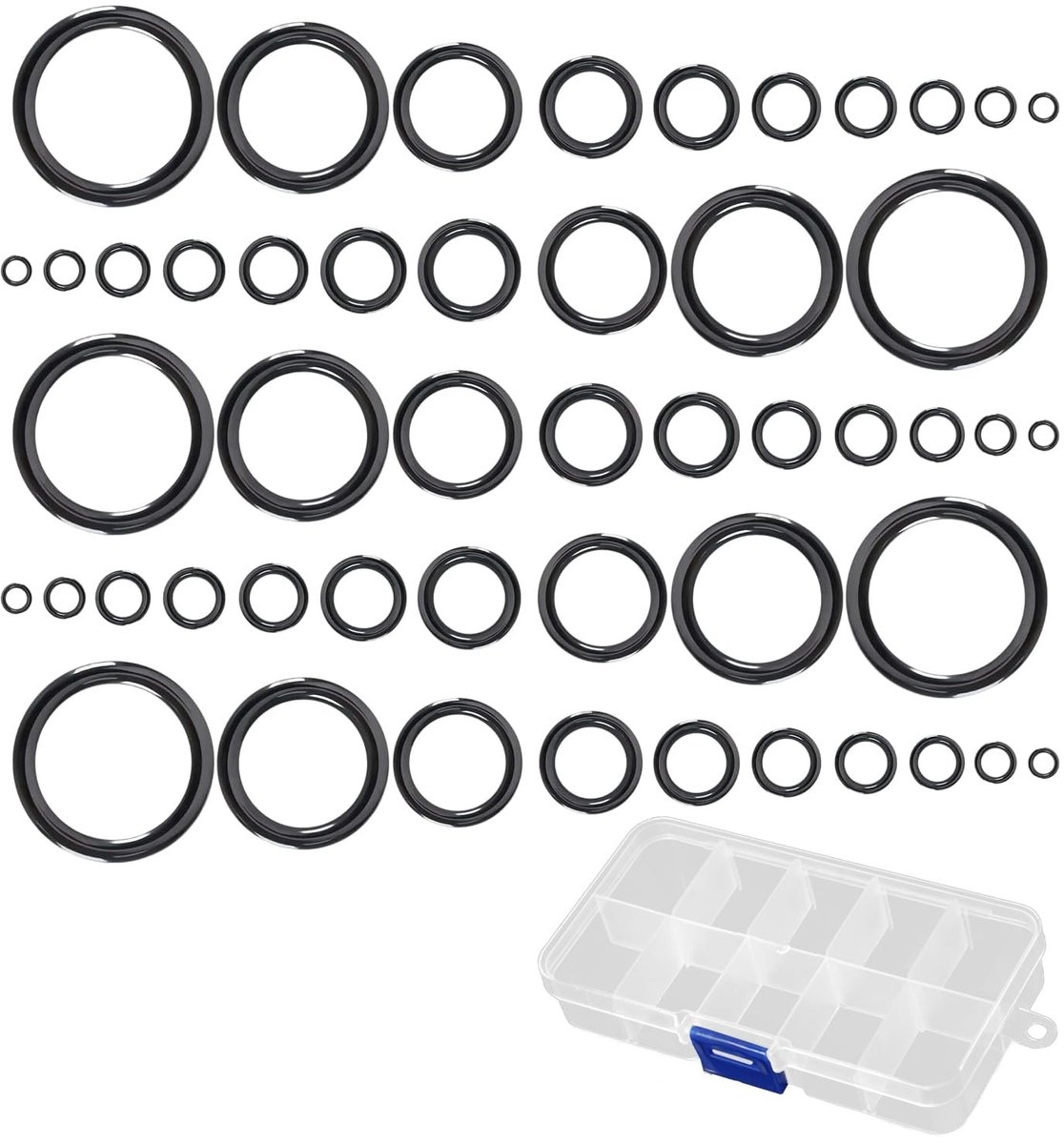 Cosensi- Hengelringen 50 Stuks - Keramische Gidsringen - 10 Maten 3.75mm/29.8mm - Inclusief Transparante Doos - Hoogwaardige Materiaal - Schokbestendig - Hengelonderdelen