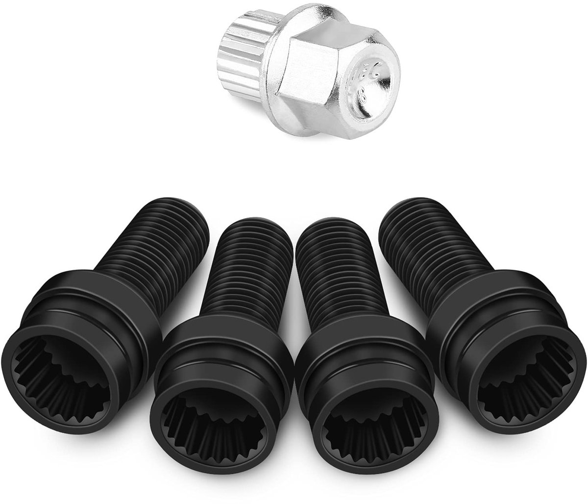 Cosensi- Wielslotmoer Zwart Staal - Vergrendelbare Wielbout - M14 x 1,5 mm - Corrosiebestendig - Eenvoudige Installatie - Hoogwaardige Bevestigingsmiddelen