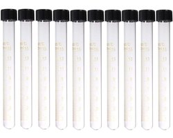 SKYPRO 10Pcs 15Ml Centrifuge Tubes Graduated Glass Test Tubes with Screw Caps High Temperature Resistant Calibration Test Tubes