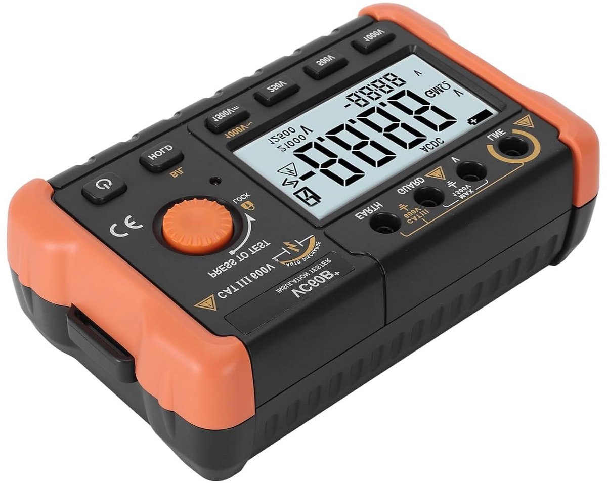Isolatietester, 1000V Elektrische Isolatiemeter met LCD, Ideaal voor Het Testen van Elektrische Apparaten en Bedradingsveiligheid