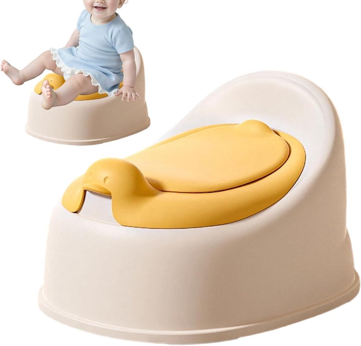 Kinder Zindelijkheidstraining Toiletbril - Potjestrainer Kinderen - Zelfstandig Leren - Spatvrij Antislip Ontwerp - 22x28x34cm - Geel