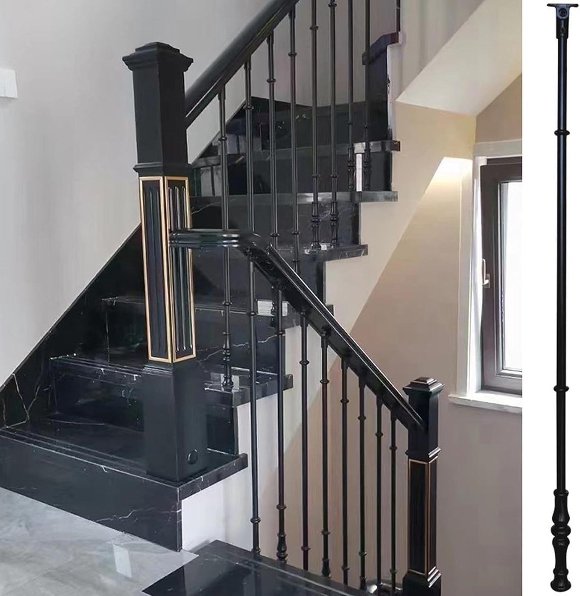 Metalen Reling - Spindel Baluster - Trap Beveiligen - Verstelbare Hoek - 95 cm Hoog - Zwart
