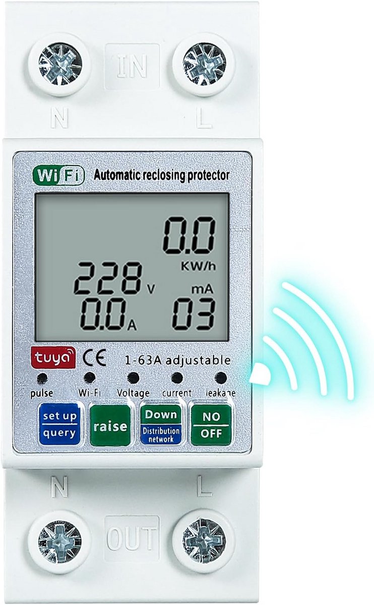 Smart WiFi-stroomonderbreker 63A 220V met energiemeter en bescherming