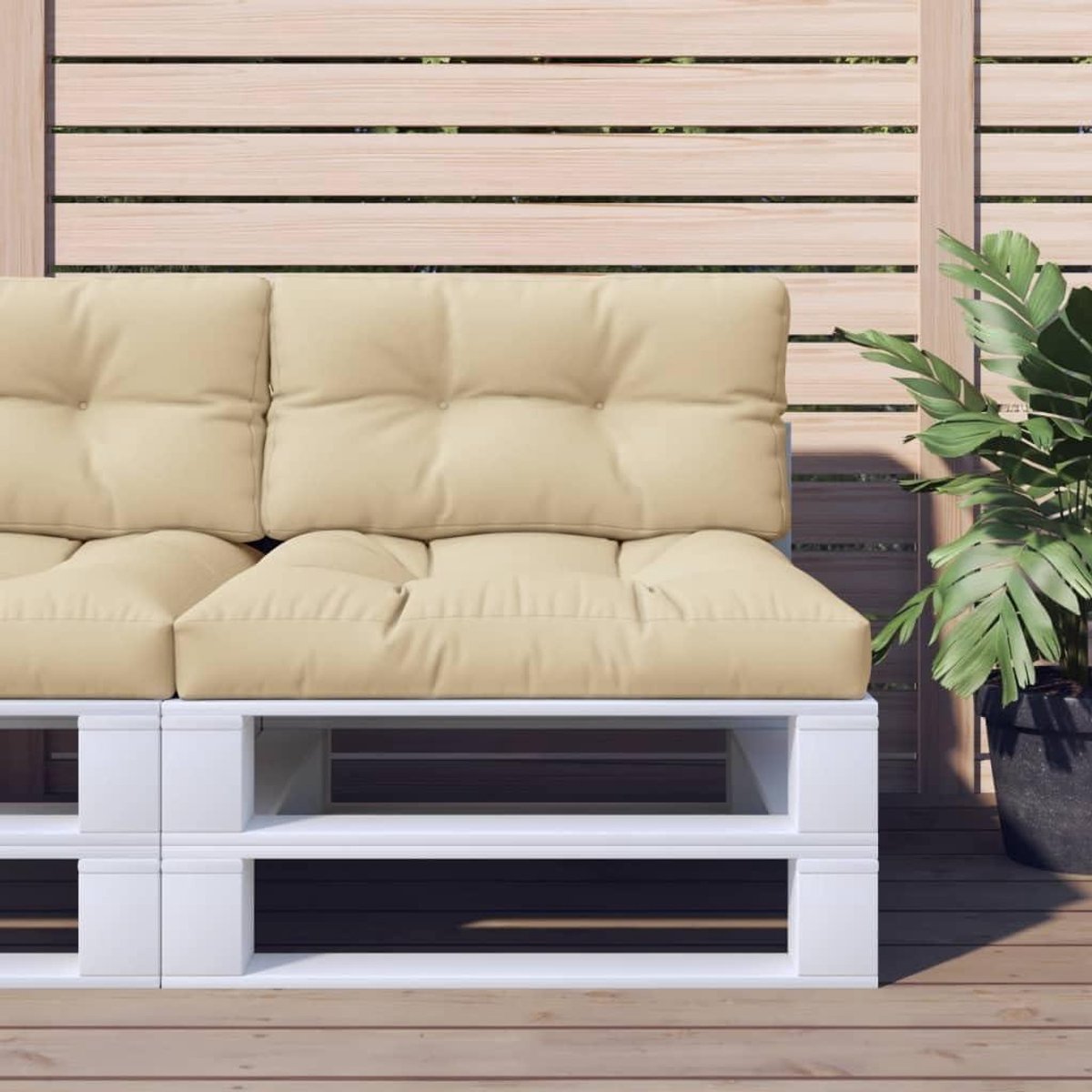 Palletkussen - Bankkussen Tuinkussen - Buiten Zitten - Waterdicht Polyester - 70x40x12 cm - Beige