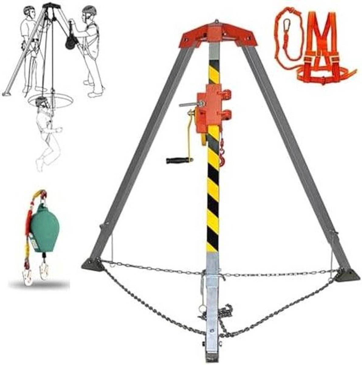 Valbeveiligingsset - Reddingsstatief Lier - Veilige Toegang - Aluminiumlegering Constructie - Max 500KG - Grijs