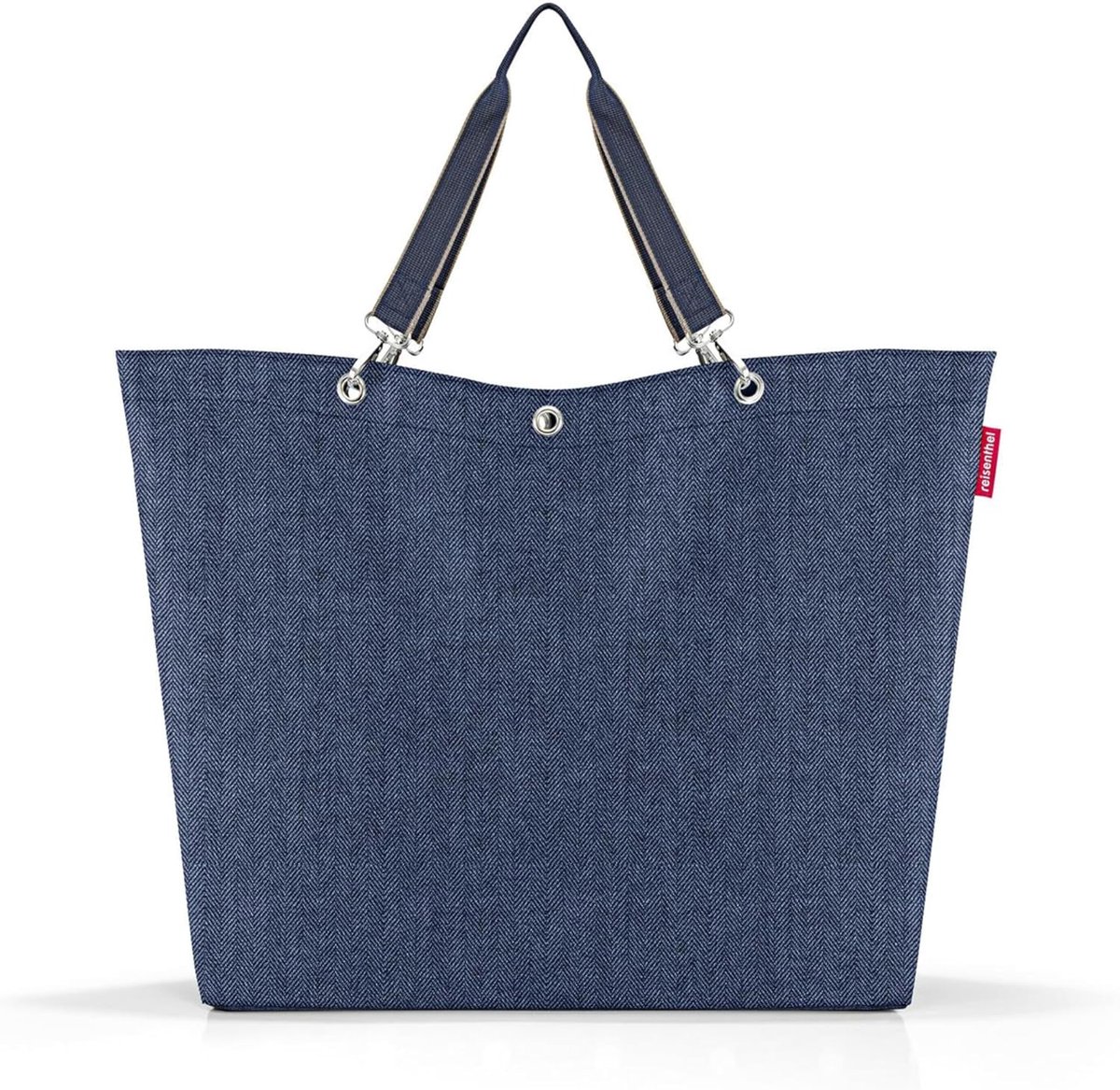 XL Boodschappentas Shopper Donkerblauw Visgraatpatroon Duurzaam