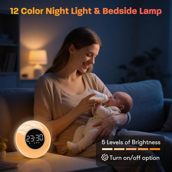 Kinderwekker met 30 Slaapgeluiden en Nachtlamp met Kleuren voor Babykamer — afbeelding 3
