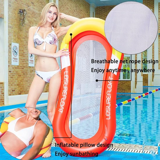 Opblaasbare Waterhangmat met Net - Luchtmatras en Drijvende Ligstoel voor Zwembad en Strand — afbeelding 2