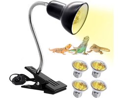 4-Delige Reptielen Warmtelamp Set met Klem voor Schildpadden en Hagedissen (2x 25W, 2x 50W)