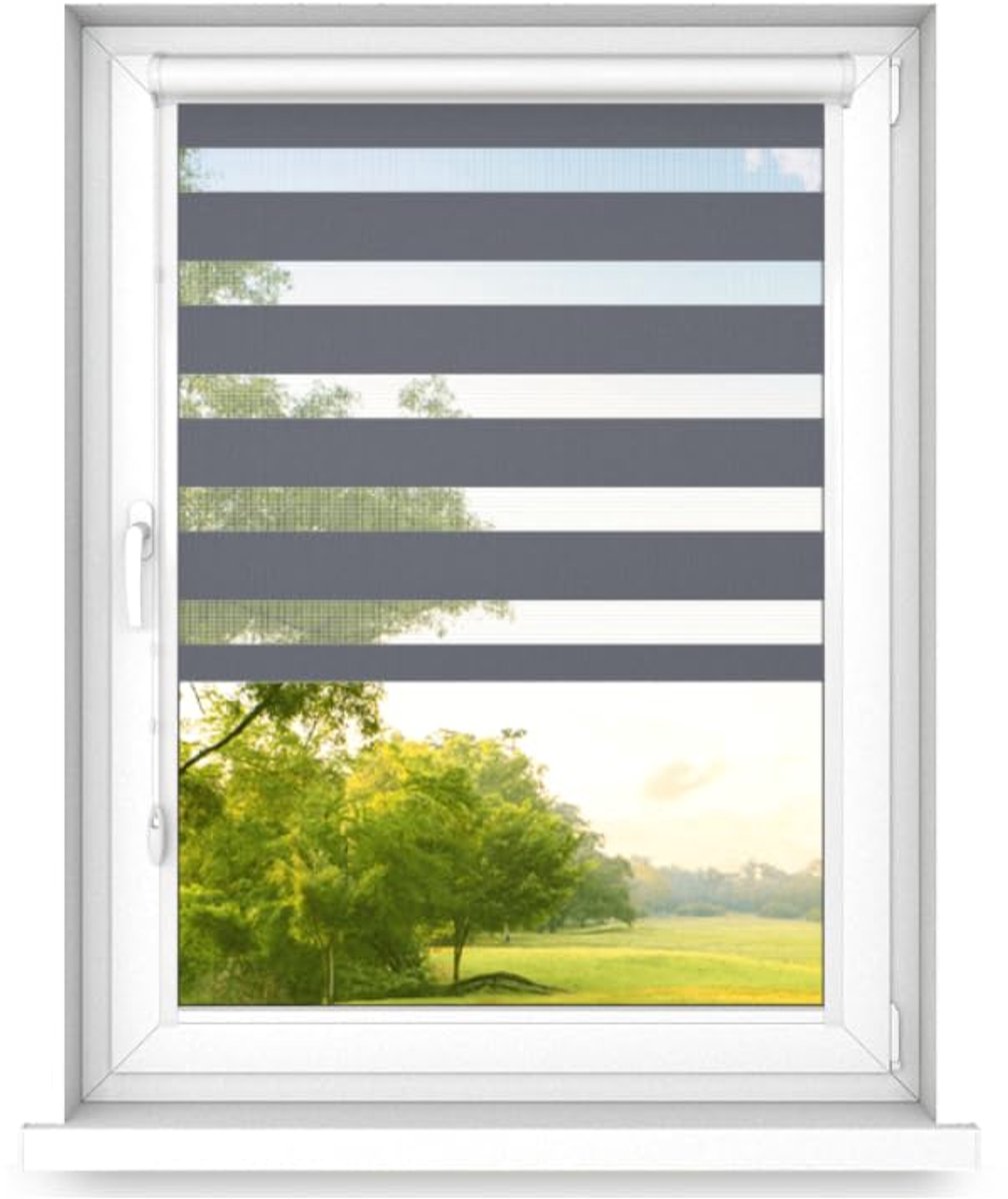 time4blinds - Dubbele Rolgordijnen Zonder Boren - Zebra-Rolgordijnen voor Ramen en Deuren 