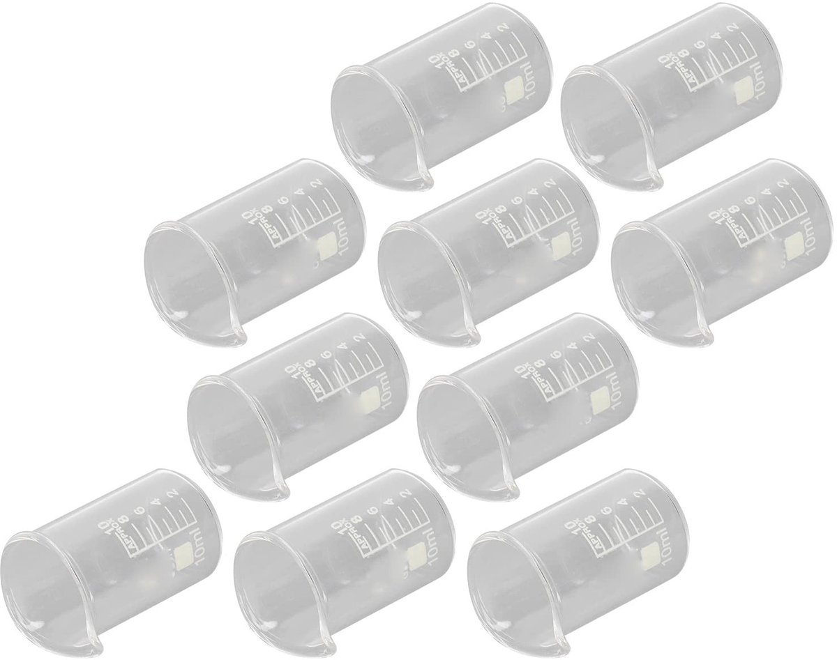 Dailygoods - Set van 10 Borosilicaatglas Bekers voor Laboratoriumgebruik