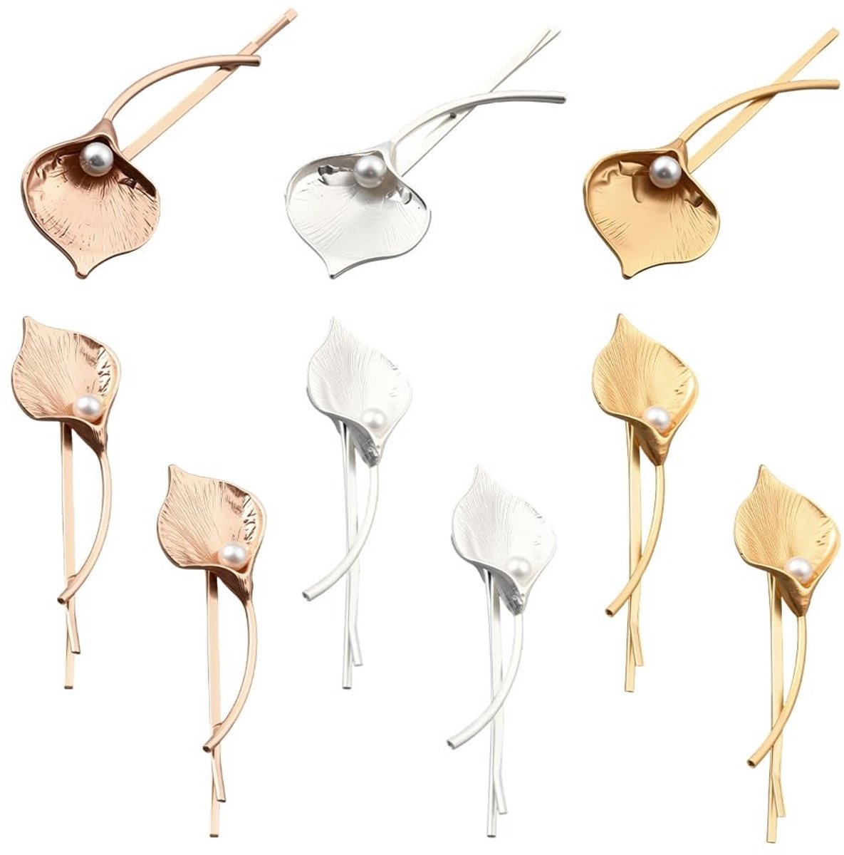 Dailygoods - Set van 9 Vintage Haarspelden met Calla Lelie Ontwerp