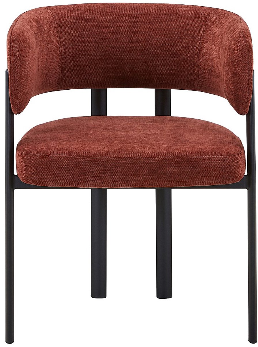 Vente-unique Set van 2 stoelen in stof en zwart metaal - Terracotta - CIBARO