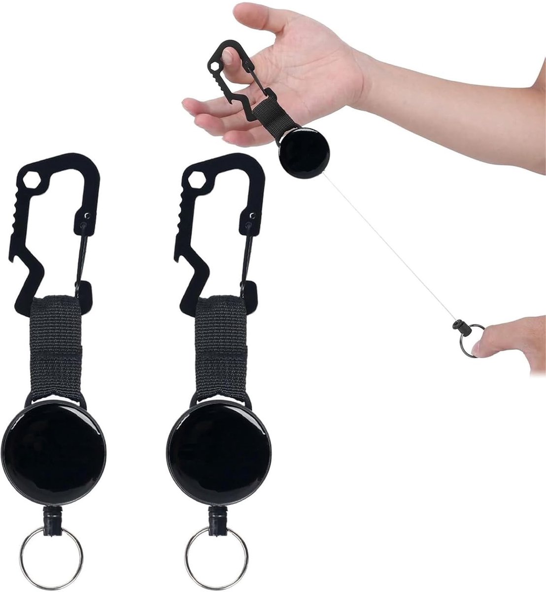 Dailygoods - Uittrekbare Sleutelhanger met Karabijnhaak en Stalen Koord