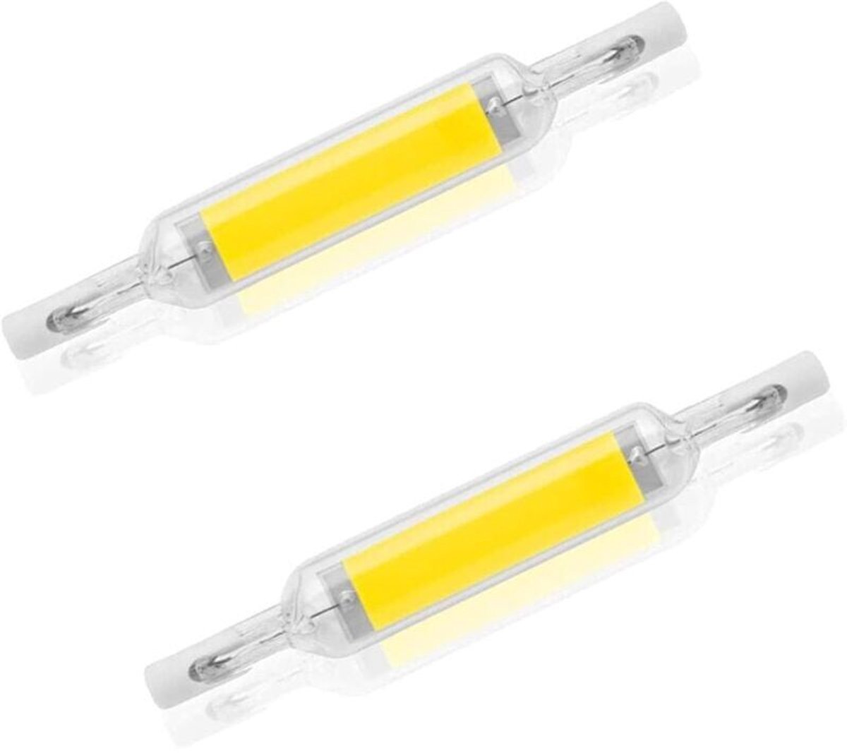 lamp-Twee dimbare R7S 10W 78mm LED-lampen, koel wit licht 6000-6500K, kunnen een 100W halogeen J78-lamp vervangen, dubbelzijdige R7S-fitting, 360° stralingshoek, energiebesparend.