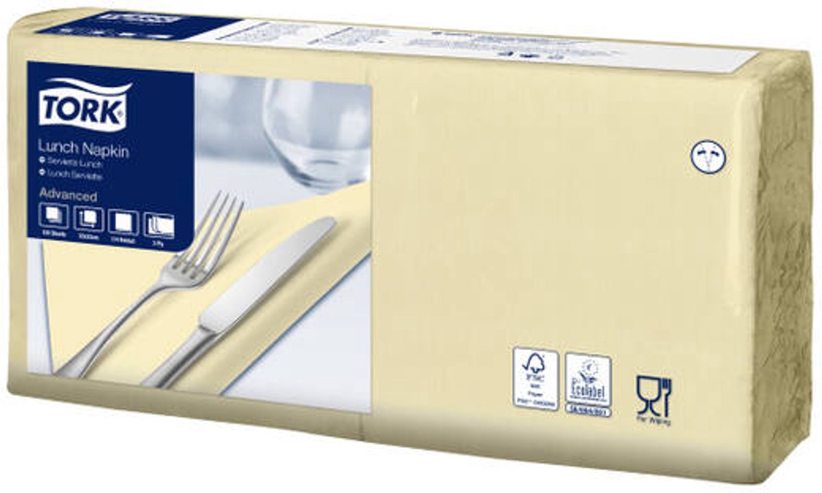 Tork 477868 soft lunchservet advanced champagne 33x33 cm 3-laags 1500 stuks (477868)