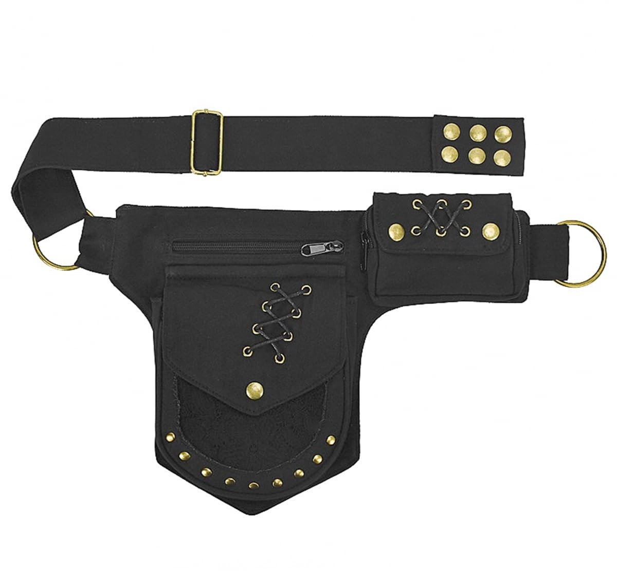 Dailygoods - Dailygoody - Beenzak Dames - Heuptas voor Festivals - Zwart - Kanten Dijzak - Duurzaam en Lichtgewicht - Geschikt voor Cosplay - Perfect voor Buitenav...