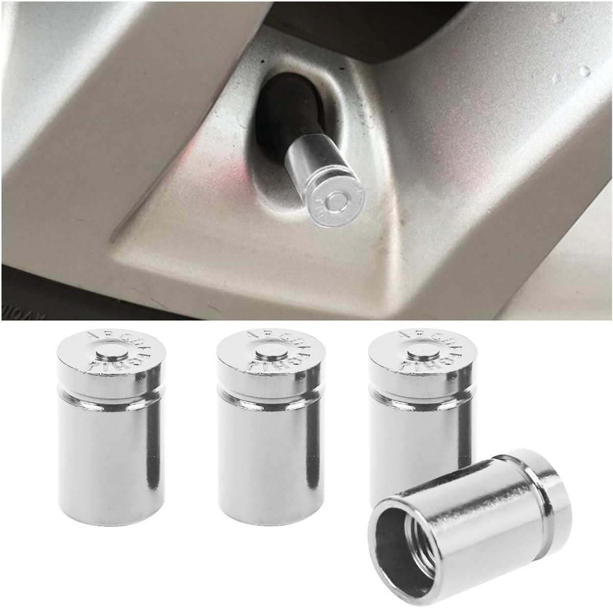 Dailygoods - Dailygoody - Bandenventieldoppen - Aluminium ventieldoppen - Universeel - Wit - Geschikt voor auto, motorfiets, fiets, vrachtwagen