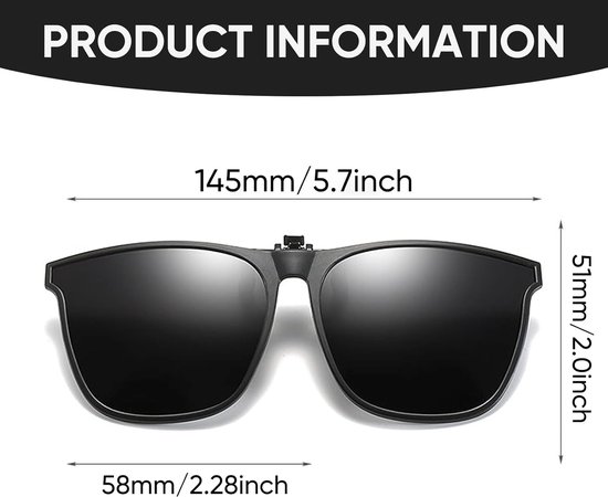 Gepolariseerde clip-on zonnebril die over een gewone bril gedragen kan worden - UV400 anti-verblinding clip-on zonnebril, unisex - lichtgewicht clip-on zonnebril — afbeelding 5