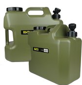 Faith Carp Tackle Waterjerrycan met Kraan - 18 Ltr - 2 Stuks - Groen Polyetheen - Watertank - Watercontainer - Watervat - Waterdispenser - Watertap - Met Tapkraantje