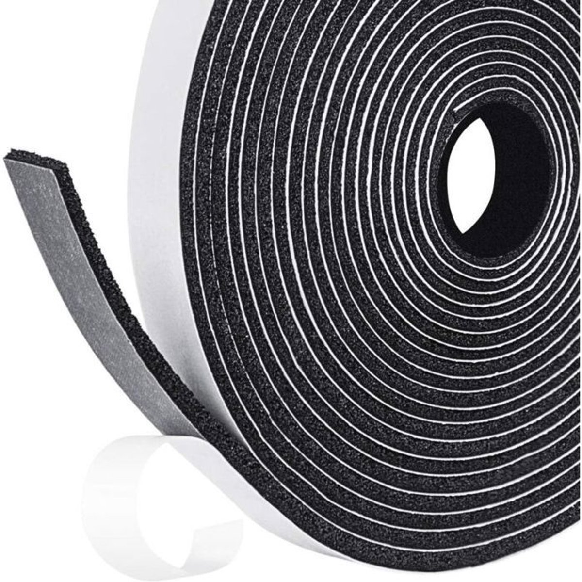 Vier rollen zwarte zelfklevende kit, 16 x 300 mm, Geschikt voor isolatiemateriaal van schuimrubber Geschikt voor deuren en ramen.