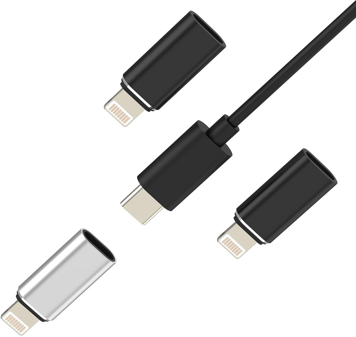 Dailygoods - USB-C naar Lightning Adapter (3 stuks) voor Apple Apparaten