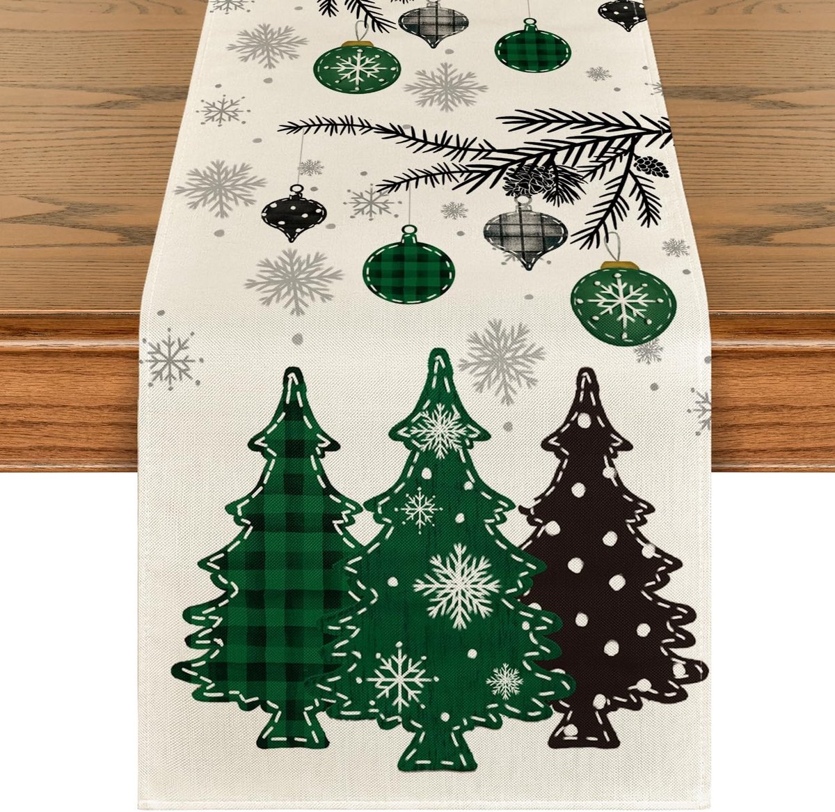 Dailygoods - Tafelloper met Groene Bomen voor Kerstdecoratie