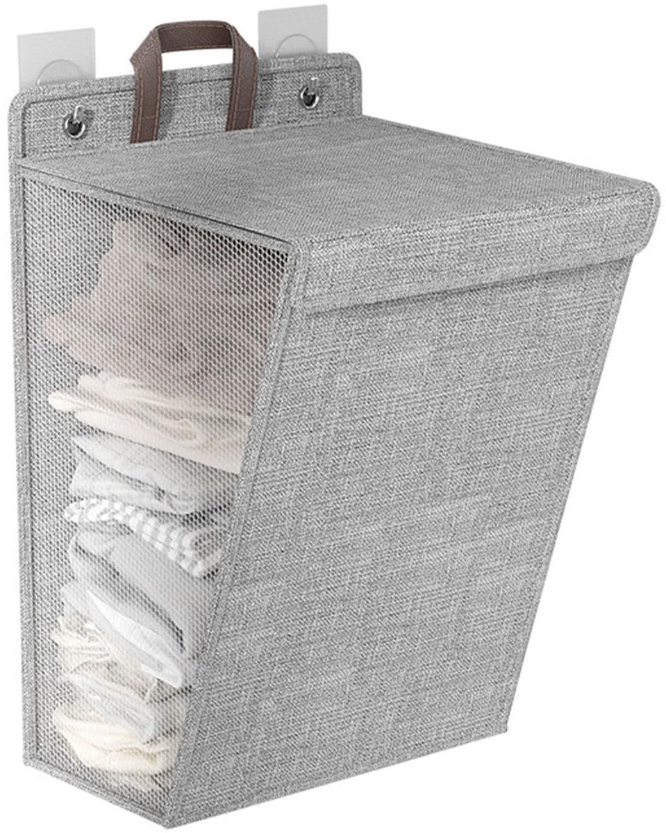 Dailygoods - Dailygoody - Wandwasmand - Opvouwbare Berging - Multifunctioneel - Grijs - Voor Kleding, Schoenen en Handdoeken - 40 Liter Capaciteit - Ruimtebesparend