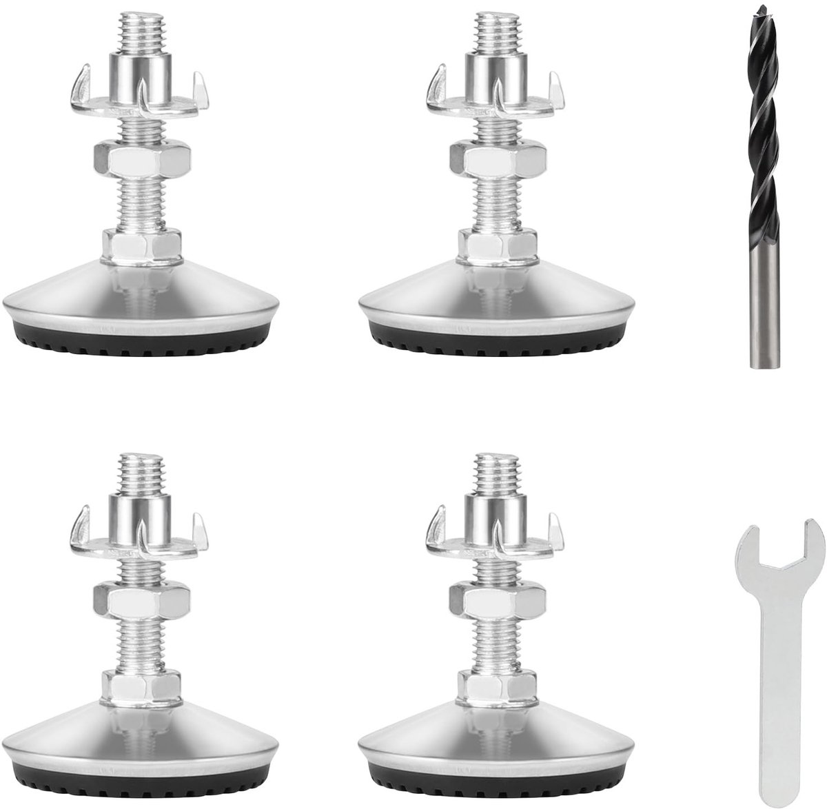 Dailygoods - Innovra - Dailygoods - Dailygoody - Verstelbare Meubelpoten - Hoogte Verstelbaar - Robuust en Duurzaam - Zilver - Tafelpoten - Ideaal voor Meubels - Set van 4 Stuks
