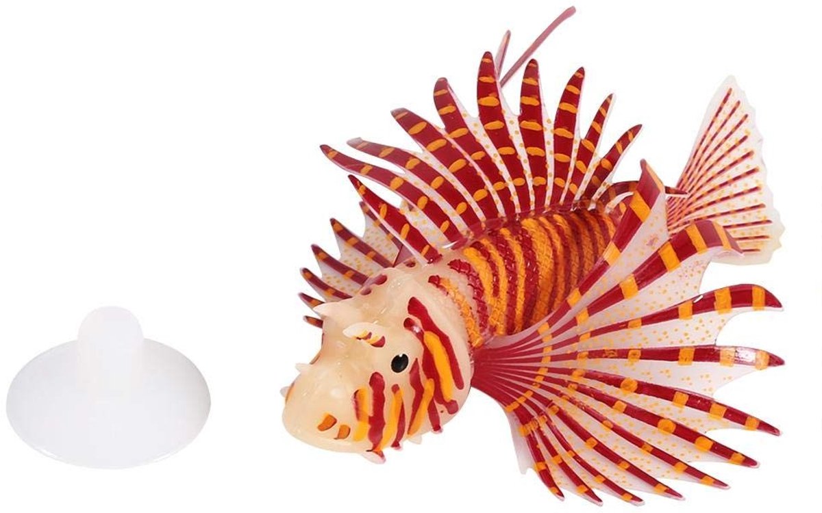 Dailygoods - Dailygoody - Kunstmatige Gloeiende Leeuwenvis - Aquarium Decoratie - Lichtgevend Ornament - Rood - Siliconen - Creatieve Verlichting - Geschikt voor B.