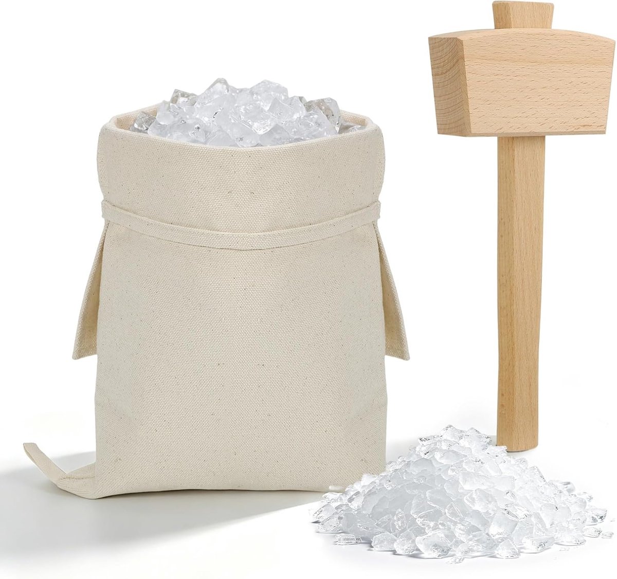 IJspackset met hamer, herbruikbare canvas ijsbreker, geschikt voor thuiskeukens, bars, feesten en het crushen van ijs.