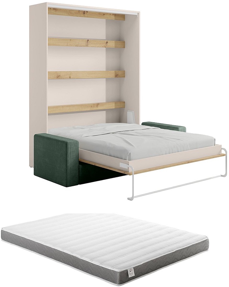 Vente-unique Bedkast hout beige, natuurlijk licht 160 x 200 cm