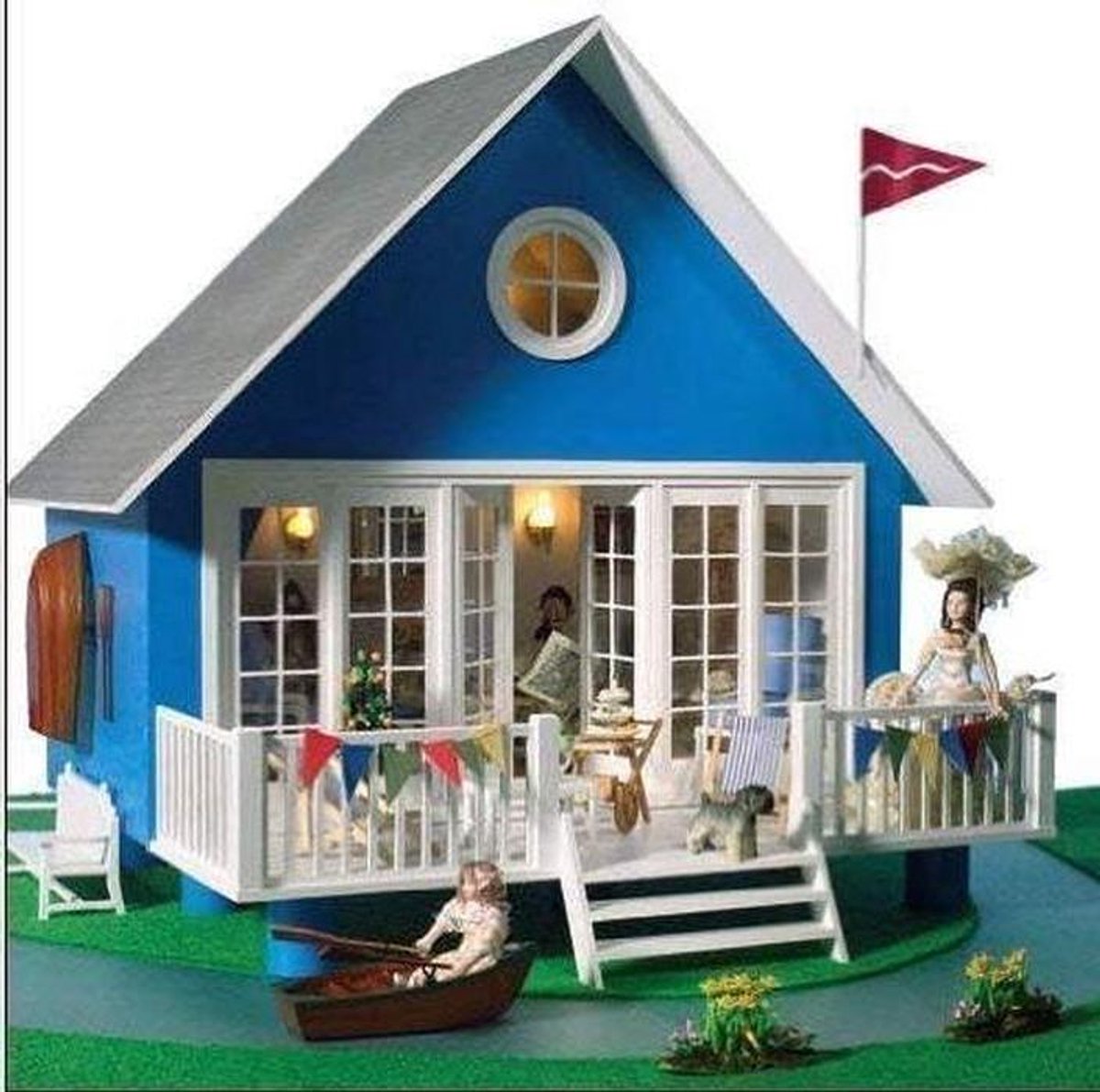 Poppenhuis Meubels - Miniatuur Huis - Poppenhuis Inrichten - Twee Verdiepingen - 52.5 cm - Meerkleurig