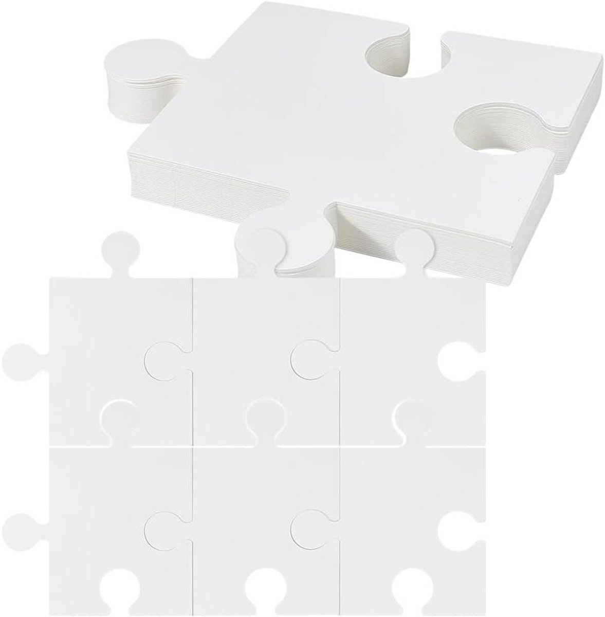 Lege Puzzelstukjes - Doe-het-zelf Puzzel - Knutselen en Decoreren - Glad Wit Oppervlak - 30 Stuks - Wit
