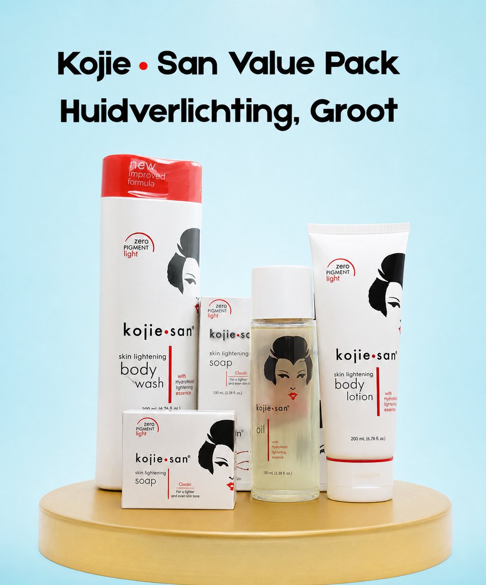 Kojie San Value Pack Skin Lightening – Large – Complete Verhelderende Huidverzorgingsset – verminderd Donkere Vlekken, Egaliseert de Huidtint & Ondersteunt een Gladde, Stralende & Gezonde Huid