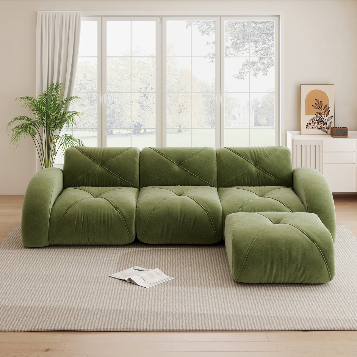 MODFU Modulaire Bank - Framevrij En Flexibel - Voor De Woonkamer - Chenille - Groen