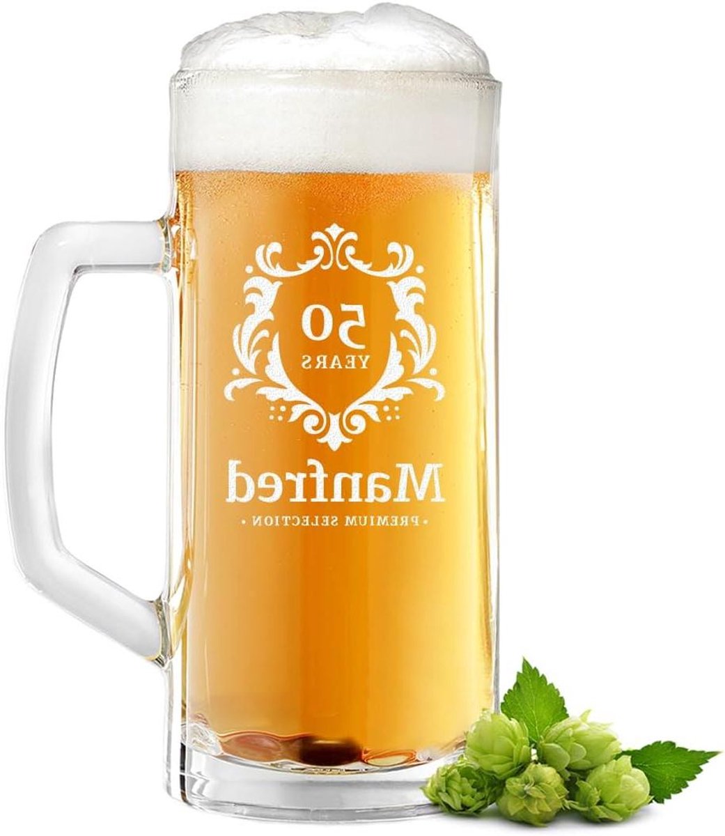 Bierpul met Gravure - Bierglas Pul - Cadeau Geven - Vaatwasmachinebestendig - 500 ml - Helder
