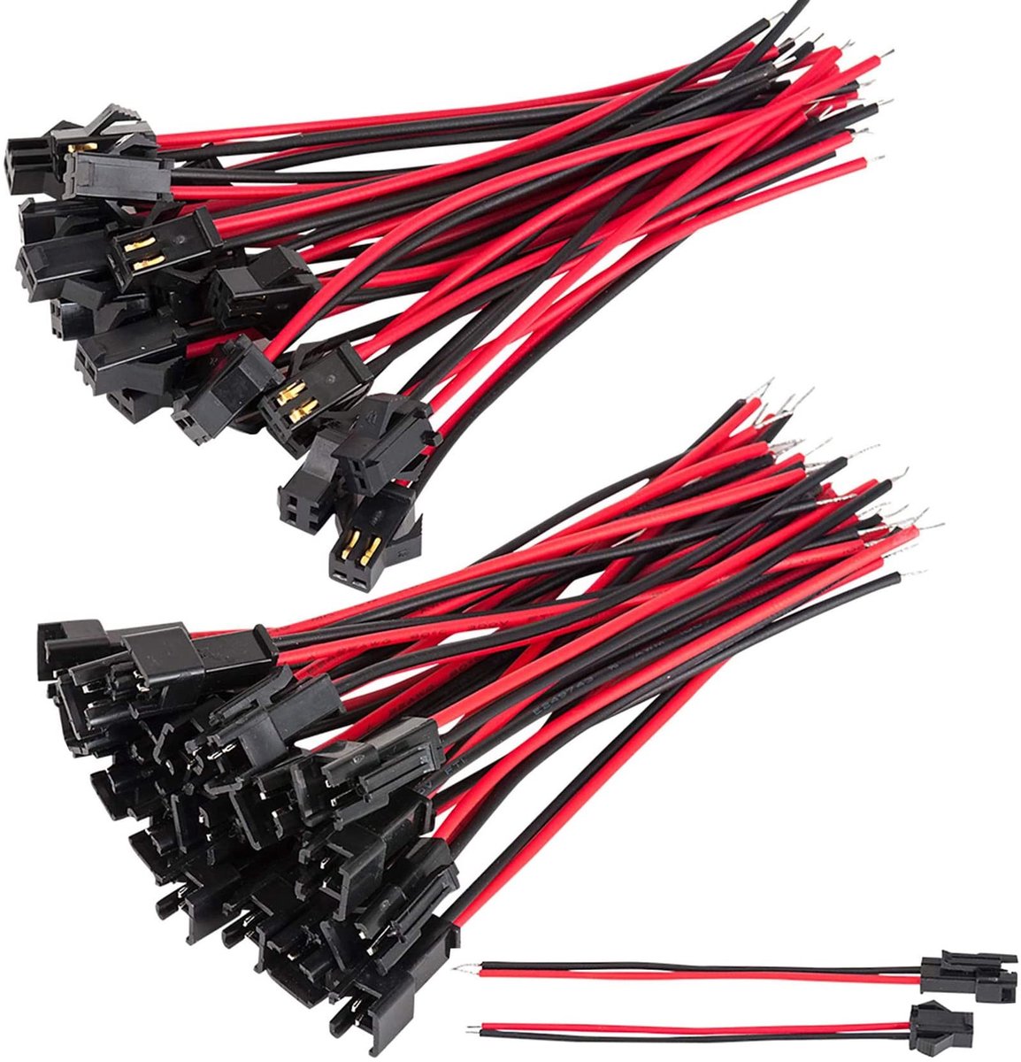 Allecto SM 2-pins stekker - Mannelijke en vrouwelijke connector - Ideaal voor LED-licht - 22AWG kabel - 30 paar - 150 mm lengte