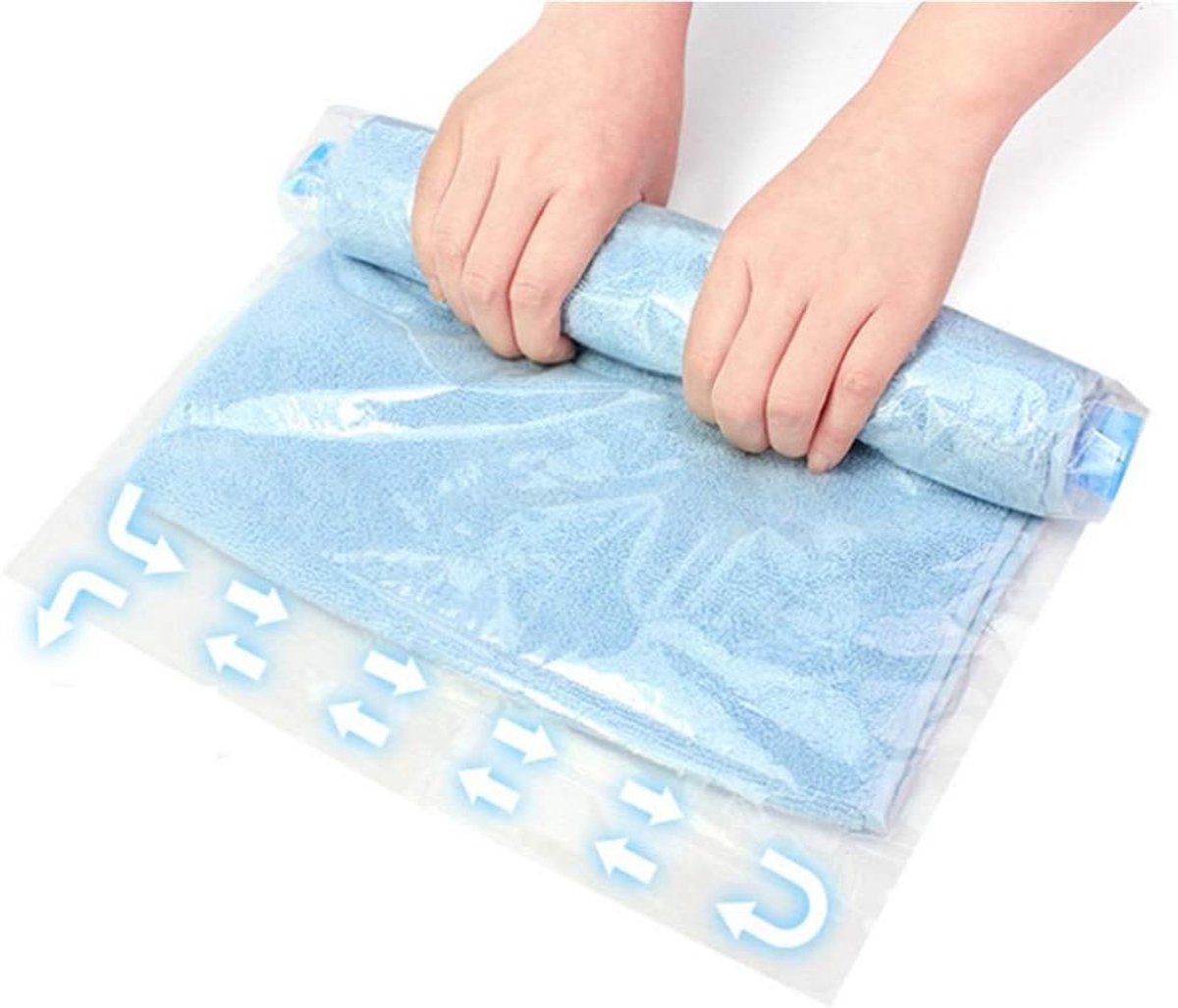 Reisopbergzakken Kleding - Compressiezakken Vakantie - Ruimte Besparen - Geen Pomp Nodig - 60 x 40 cm - Blauw