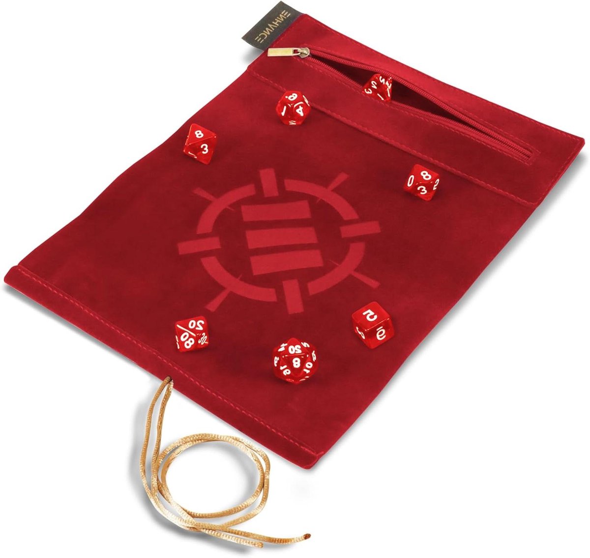 Dobbelsteen Rolmat - Dobbelsteen Houder - Tabletop Gaming - Inclusief 7 Dobbelstenen - 8x8 Inch Rolvlak - Rood