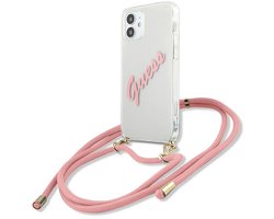 Guess - iPhone 12 mini Hoes - Hardcase - Script - Roze - Elegante Bescherming