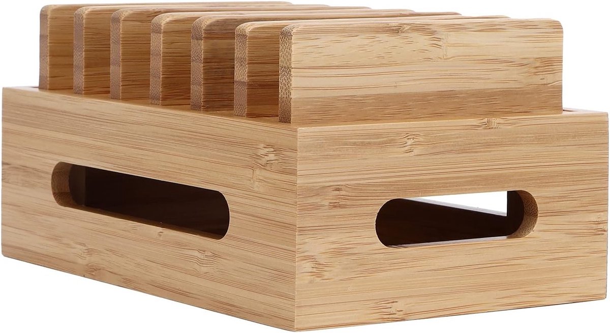Houten Organizer voor Mobiele Telefoon en Tablet - Opbergbak voor Thuis en Kantoor met Ruimte voor Accessoires — cadeau in Wonen & Interieur - foto 2