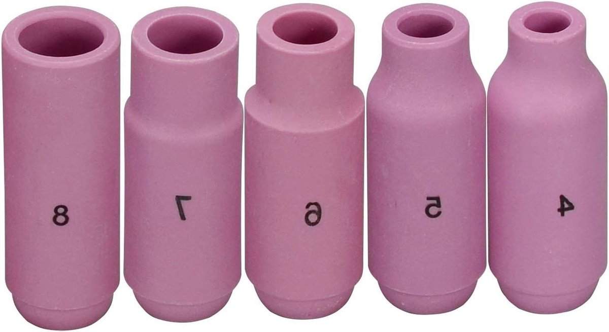 TIG Aluminium Beker Kit - Alumina Nozzle Set - TIG Lassen - Keramisch Aluminiumoxide - 5 stuks - Wit