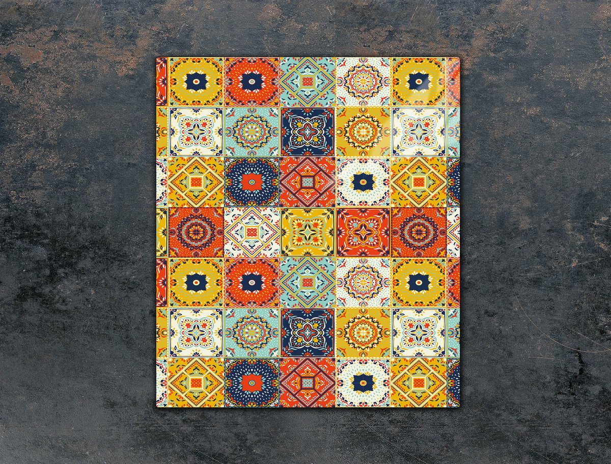 TMK ArtDeko Serie - Glazen Snijplank - 45x52 cm - Mozaïek - Hartgeglas
