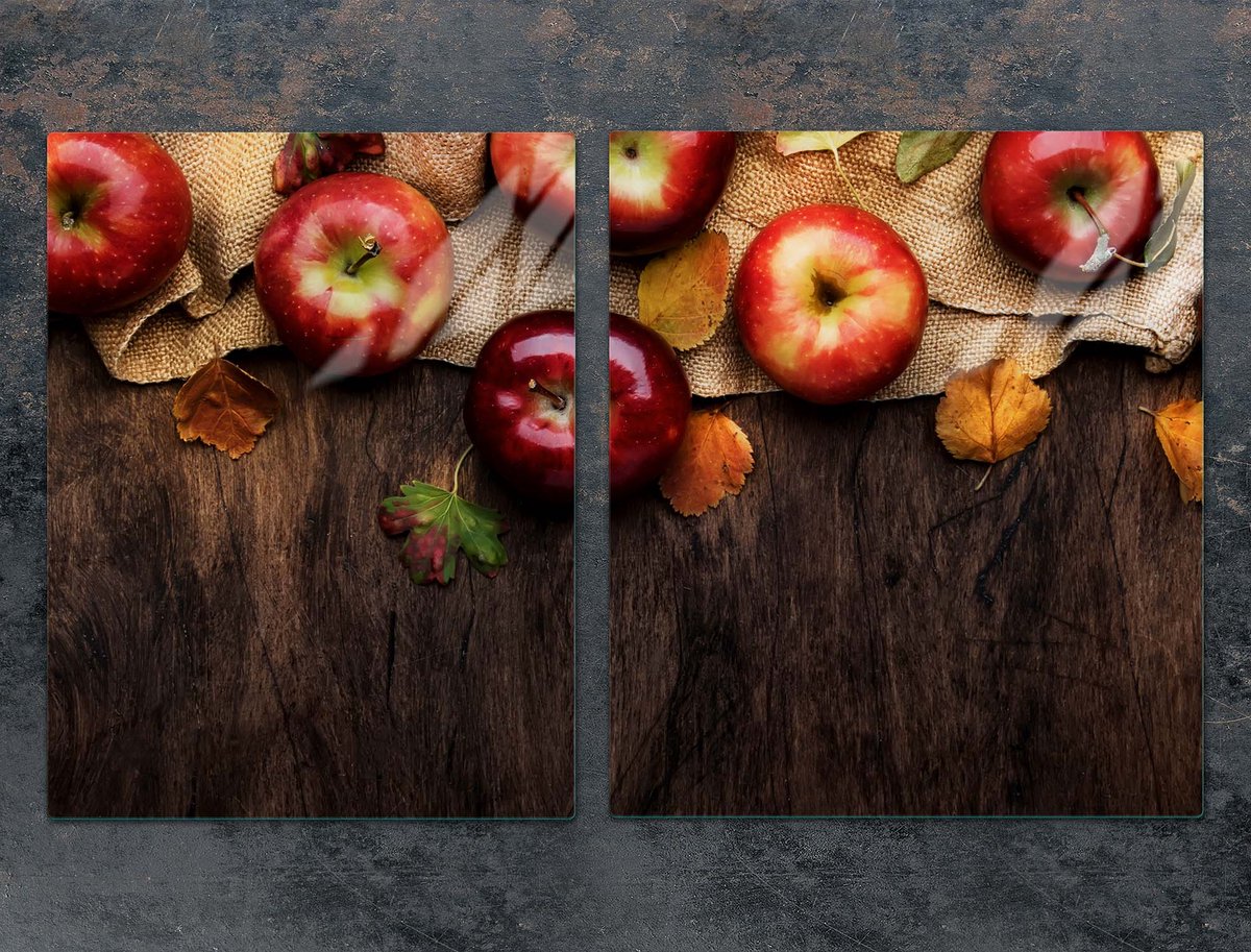 TMK ArtDeko Serie - Snijplank - Glasbescherming - 85x52 cm - Motief met Appels