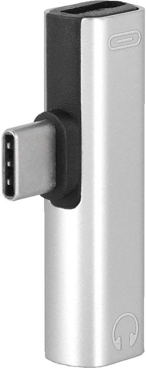 Store_7 - USB Opladen Converter - 2 in 1 Hoofdtelefoon Adapter - Aluminium Materiaal - Zilver - Multifunctionele Transverter - Geschikt voor Type-C...