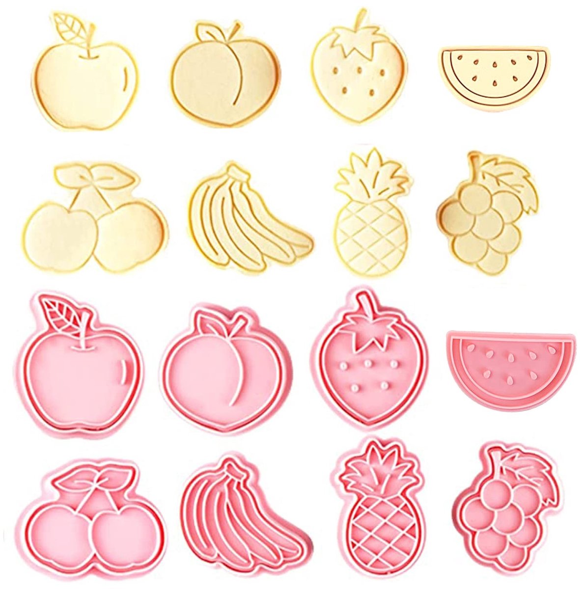 Allecto - Cookie cutters - 3D koekjesuitstekers - Perfect voor DIY - Roze - Bakaccessoires - Voor het versieren van koekjes - Set van 8