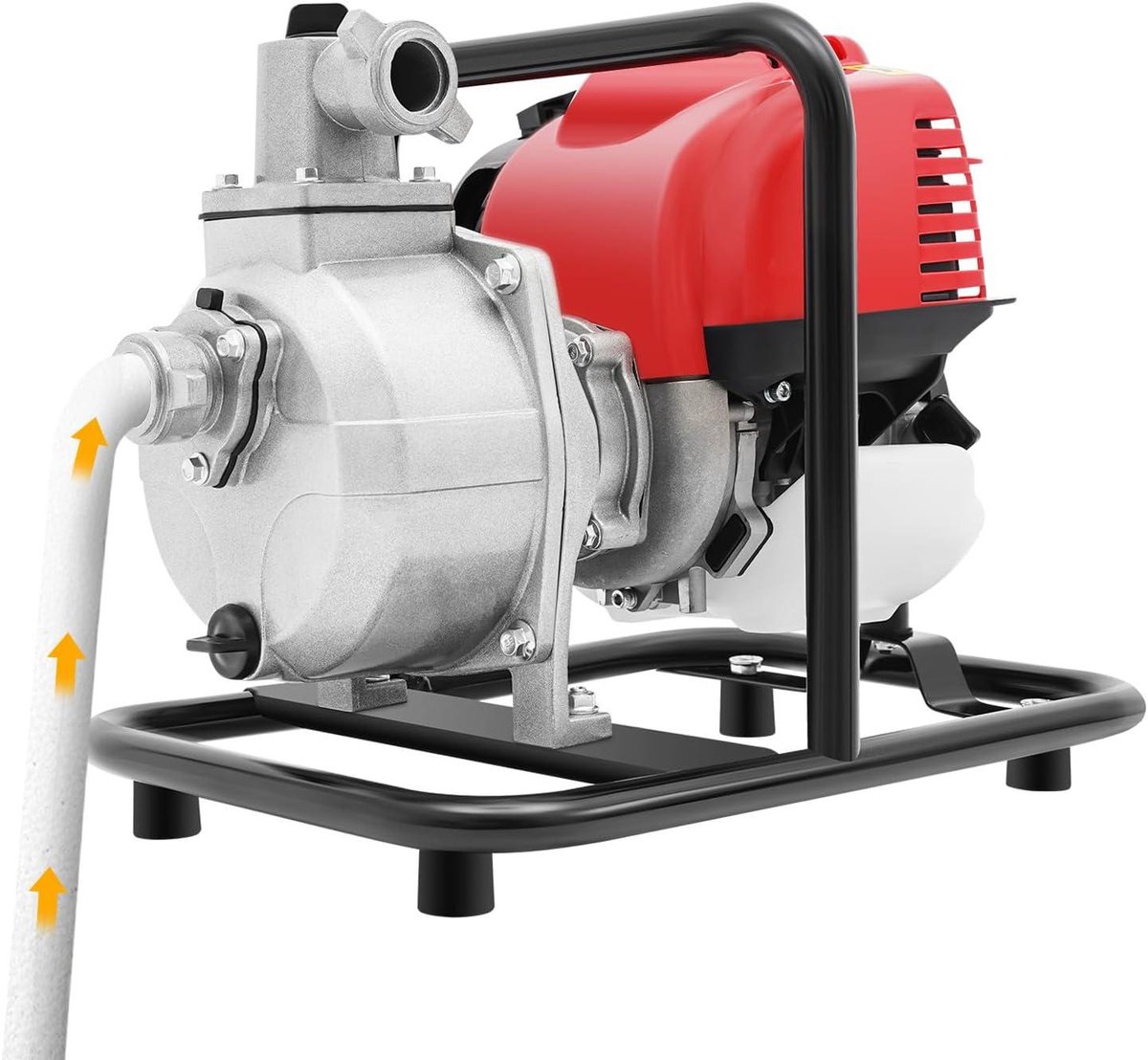 Benzine Waterpomp - Tuinpomp Agrarisch - Landbouw Irrigatie - Viertaktmotor Brandstofbesparend - 135 L/min - Zilver Rood Zwart