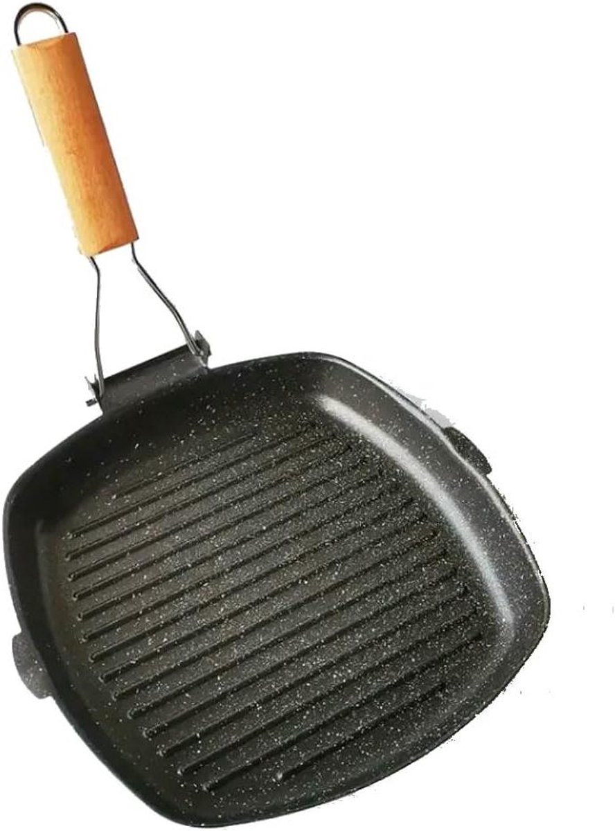 Koekenpan Grill - Grillpan Koekenpan - Binnen Koken - Anti-aanbaklaag - Niet gespecificeerd - Zwart