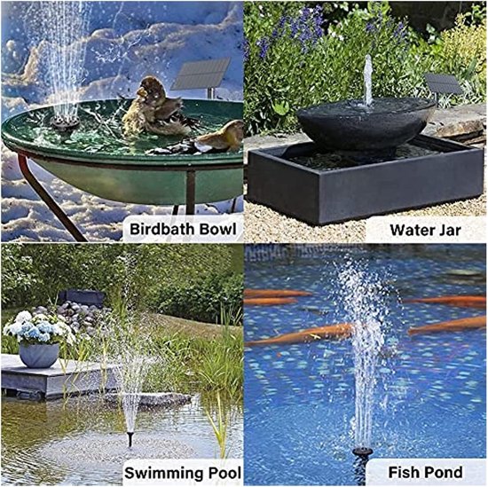 Zonnepaneel Fontein Pomp - Solar Vijver Kit - Tuindecoratie Watercirculatie - Hoog Rendement Zonnepaneel - Tot 70cm Hoog - Zwart — afbeelding 3